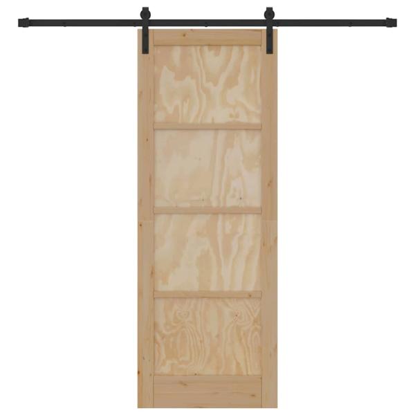 Schiebetür mit Zubehörset 78x211 cm aus Massivholz Kiefer