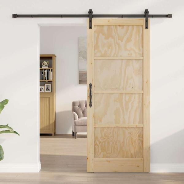 Schiebetür mit Hardware-Set 83x202 cm Vollholz Kiefer
