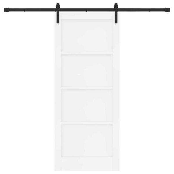 Schiebetür mit Beschlägen Weiß 83x202 cm Massivholz Kiefer