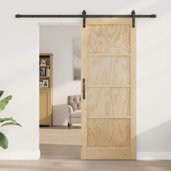 Schiebetür mit Montageset 83x211 cm Massivholz Kiefer