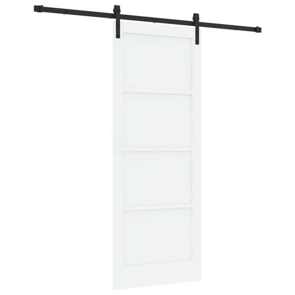 Schiebetür mit Hardware-Set Weiß 83x211 cm Massivholz Kiefer