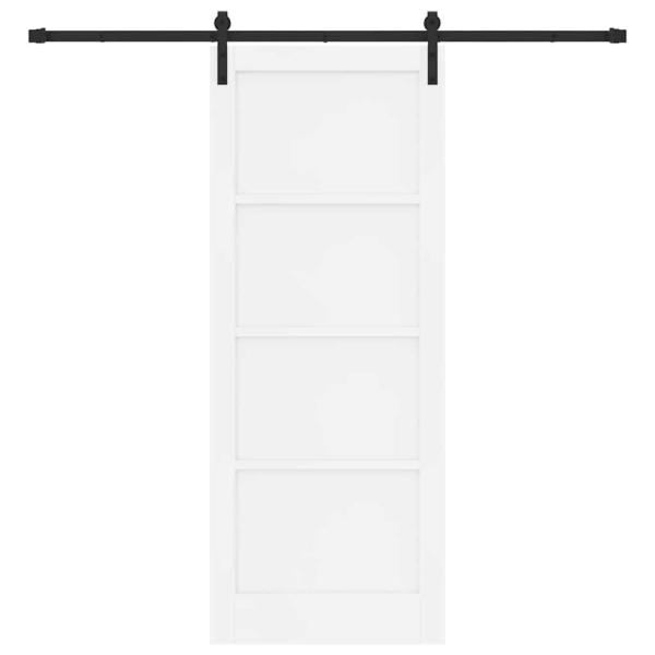 Schiebetür mit Hardware-Set Weiß 83x211 cm Massivholz Kiefer