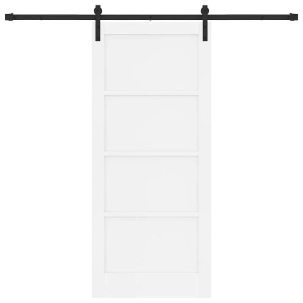 Schiebetür mit Beschlägen Set Weiß 86x198.5 cm Solides Kiefernholz