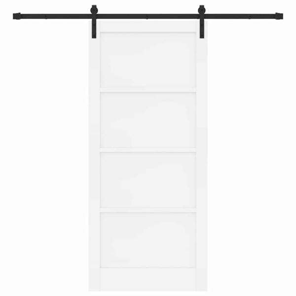 Schiebetür mit Beschläge Set Weiß 93x211 cm Massivholz Kiefer