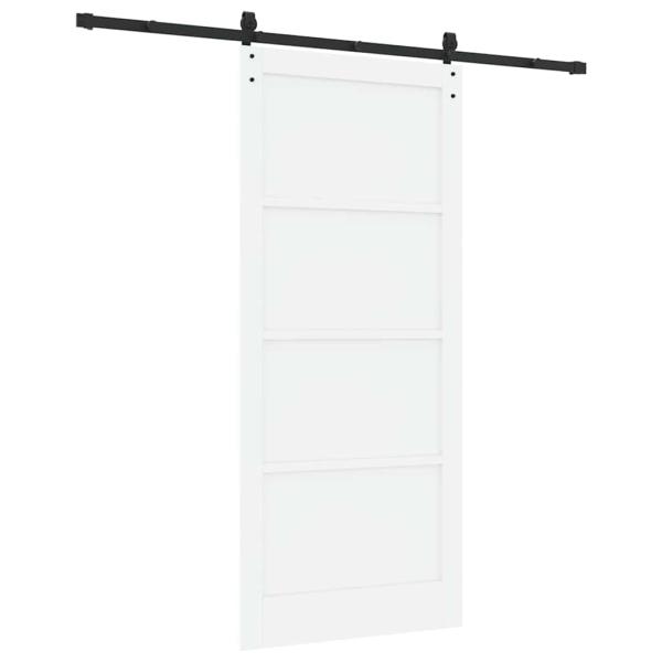 Schiebetür mit Beschläge Set Weiß 93x211 cm Massivholz Kiefer