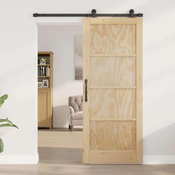 Schiebetür mit Hardware-Set 'ORKDAL'aus Massivholz Kiefer