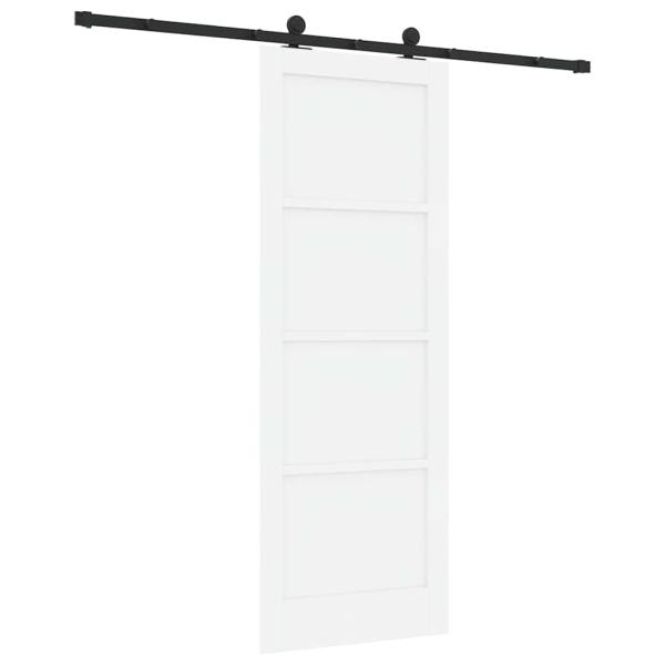Schiebetür mit Hardware-Set 'ORKDAL'Weiß Massivholz Kiefer