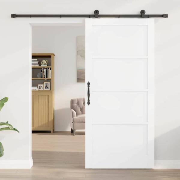 Schiebetür mit Hardware-Set 'ORKDAL'Weiß Massivholz Kiefer