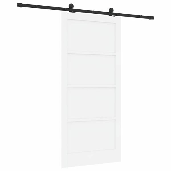 Schiebetür mit Hardware-Set 'ORKDAL'Weiß Massivholz Kiefer