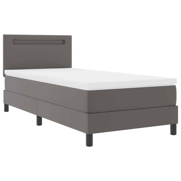 Boxspringbett mit Matratze Grau 100x200 cm Kunstleder