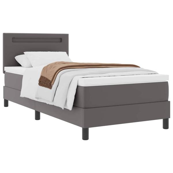 Boxspringbett mit Matratze Grau 100x200 cm Kunstleder