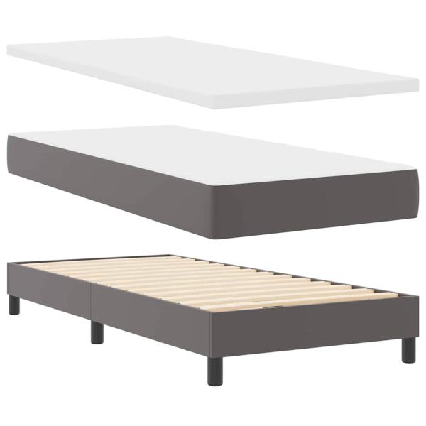 Boxspringbett mit Matratze Grau 100x200 cm Kunstleder
