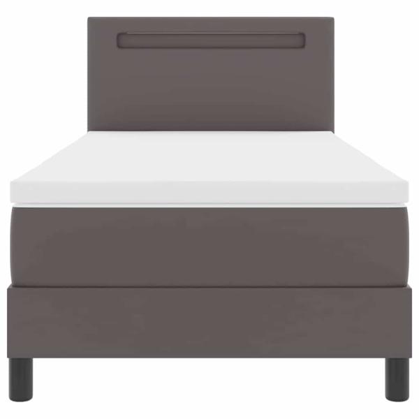 Boxspringbett mit Matratze Grau 100x200 cm Kunstleder