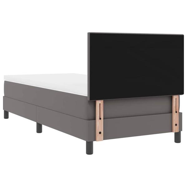 Boxspringbett mit Matratze Grau 100x200 cm Kunstleder