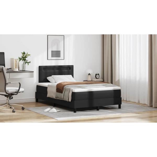 Boxspringbett mit Matratze Schwarz Kleine Doppelgröße Kunstleder