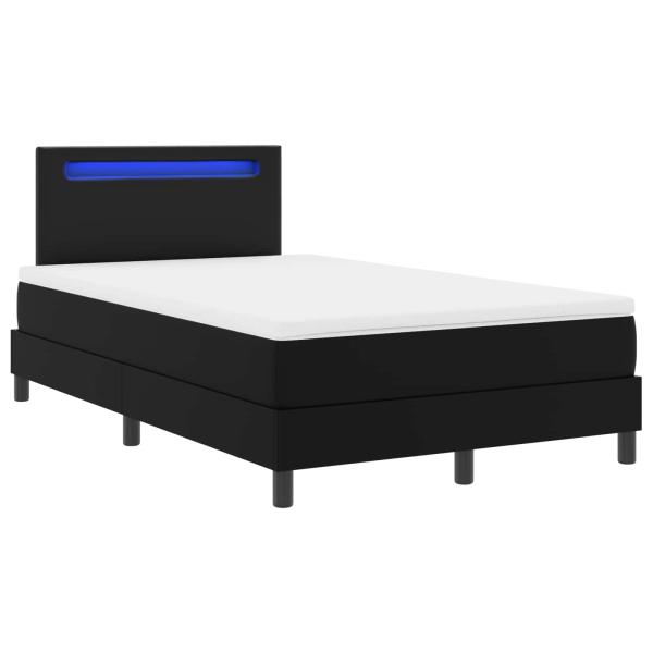 Boxspringbett mit Matratze Schwarz Kleine Doppelgröße Kunstleder