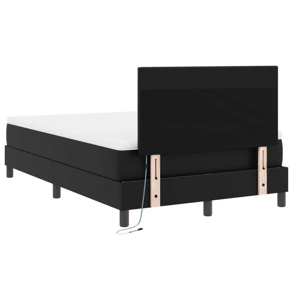 Boxspringbett mit Matratze Schwarz Kleine Doppelgröße Kunstleder