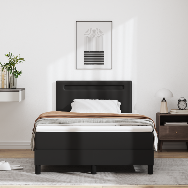 Boxspringbett mit Matratze Schwarz Kleine Doppelgröße Kunstleder