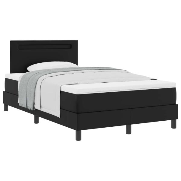 Boxspringbett mit Matratze Schwarz Kleine Doppelgröße Kunstleder