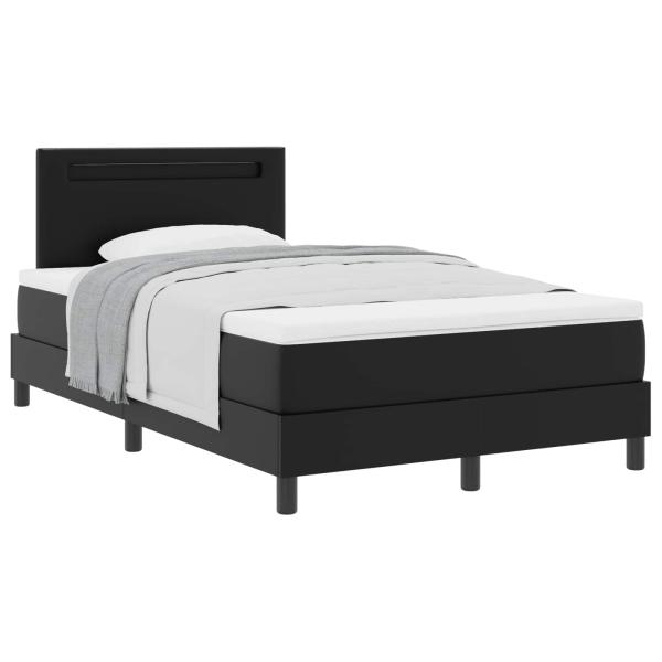 Boxspringbett mit Matratze Schwarz Kleine Doppelgröße Kunstleder