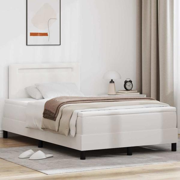 ARDEBO.de - Boxspringbett mit Matratze Weiß Klein Doppel Schwarz