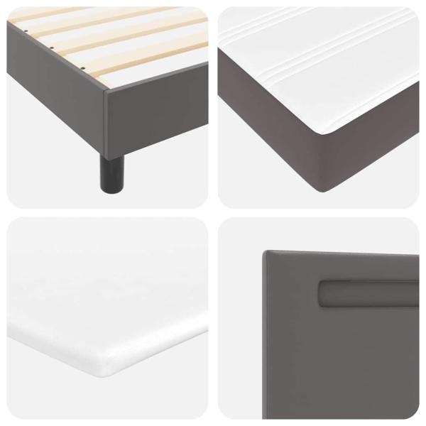 Boxspringbett mit Matratze Grau 120x200 cm Kunstleder