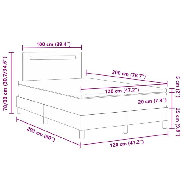Boxspringbett mit Matratze Grau 120x200 cm Kunstleder