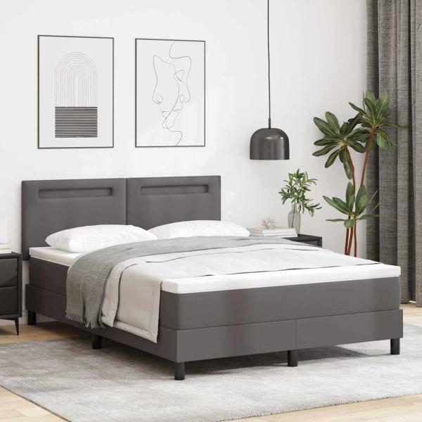 ARDEBO.de - Boxspringbett mit Matratze Grau 160x200 cm Kunstleder