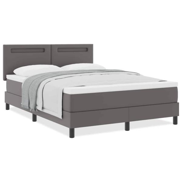 Boxspringbett mit Matratze Grau 160x200 cm Kunstleder