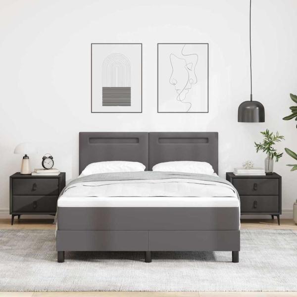 Boxspringbett mit Matratze Grau 160x200 cm Kunstleder