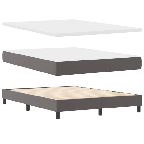 Boxspringbett mit Matratze Grau 160x200 cm Kunstleder