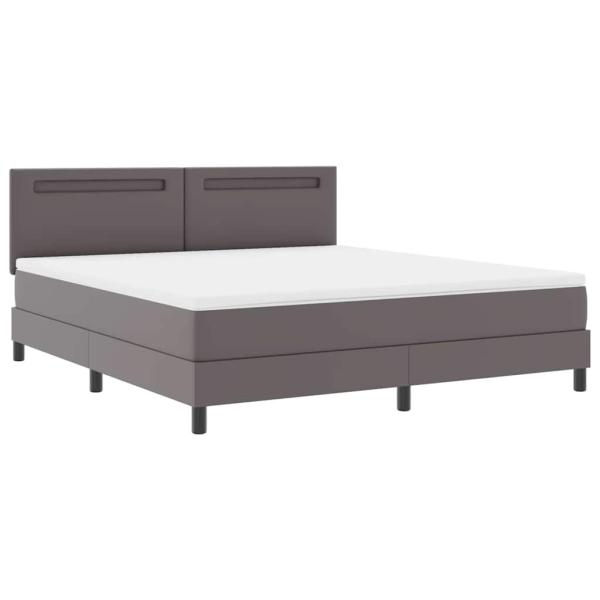 Boxspringbett mit Matratze Grau Super King Faux Leder