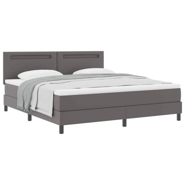 Boxspringbett mit Matratze Grau Super King Faux Leder