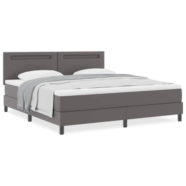 Boxspringbett mit Matratze Grau Super King Faux Leder