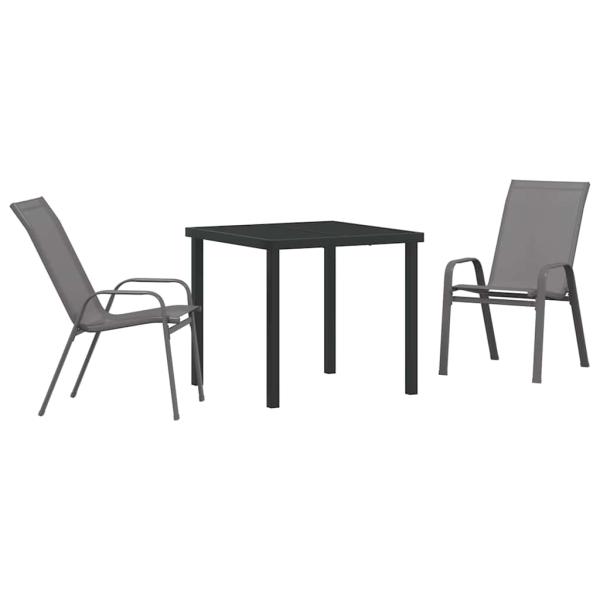 Garten Essgruppe 3 pcs Grau und Schwarz