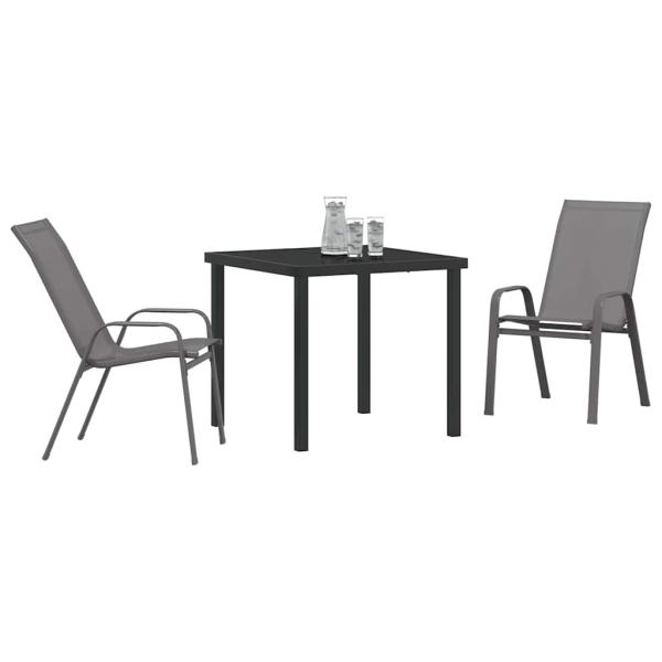 Garten Essgruppe 3 pcs Grau und Schwarz