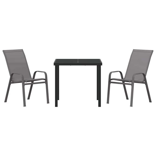 Garten Essgruppe 3 pcs Grau und Schwarz