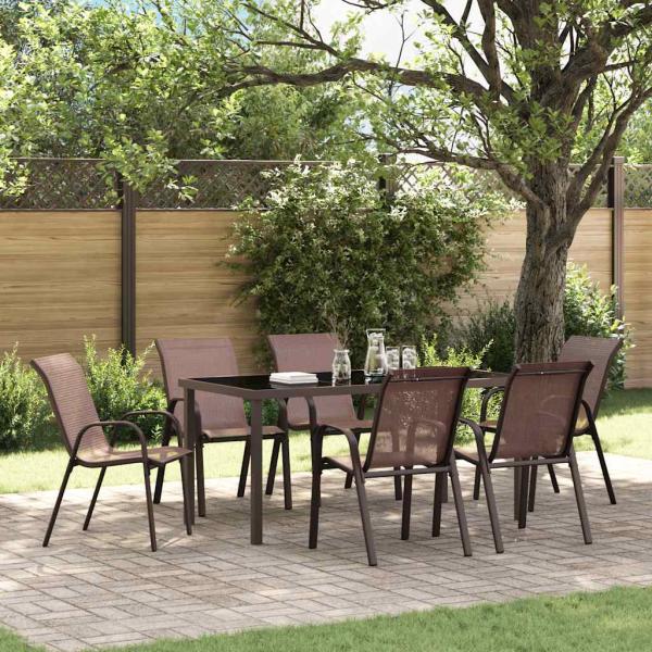 ARDEBO.de - Stapelbare Gartenstühle 6 Stk. Braun Textilene