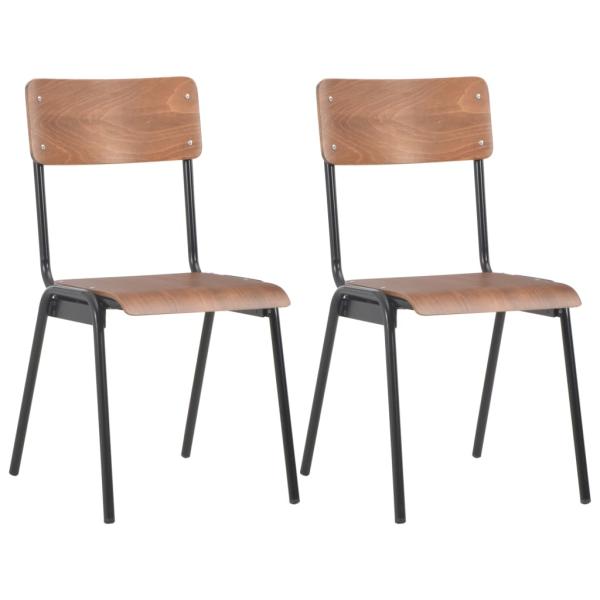 ARDEBO.de - Esszimmerstühle 2 Stk. Braun Massives Sperrholz Stahl