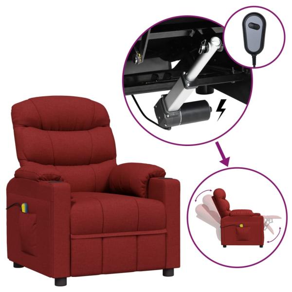 ARDEBO.de - Massagesessel Elektrisch Weinrot Stoff