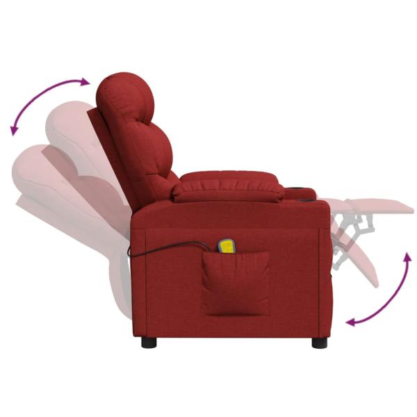Massagesessel Elektrisch Weinrot Stoff