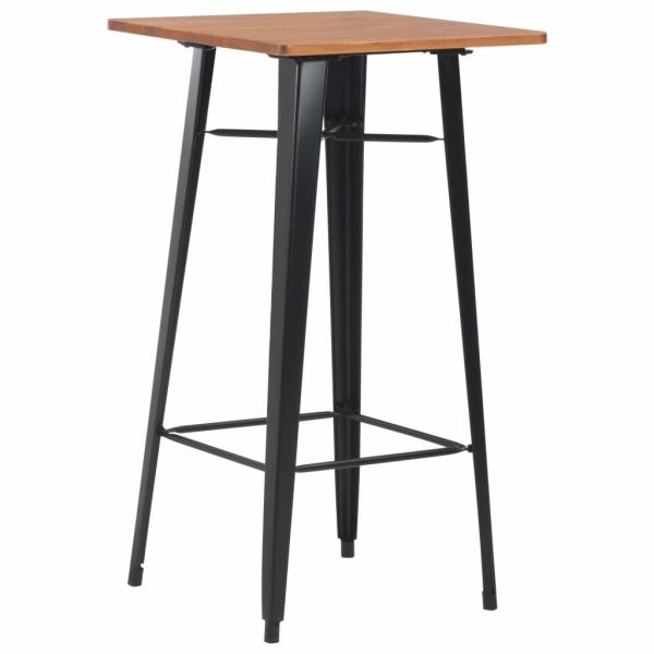 ARDEBO.de - Bartisch Schwarz 60×60×108 cm Kiefer Massivholz und Stahl