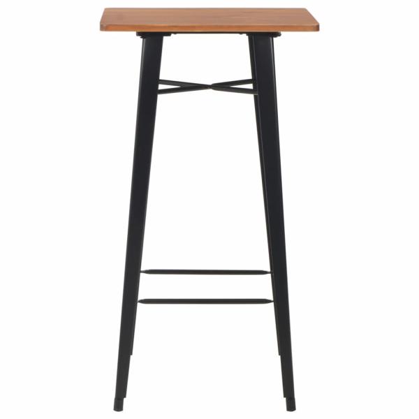 Bartisch Schwarz 60×60×108 cm Kiefer Massivholz und Stahl