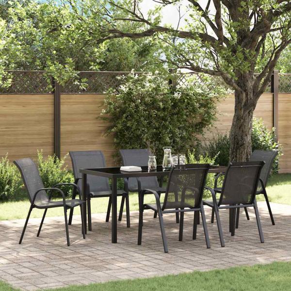 ARDEBO.de - Stapelbare Gartenstühle 6 Stk. Schwarz Textilene