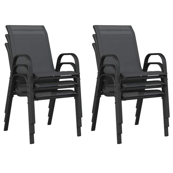 Stapelbare Gartenstühle 6 Stk. Schwarz Textilene