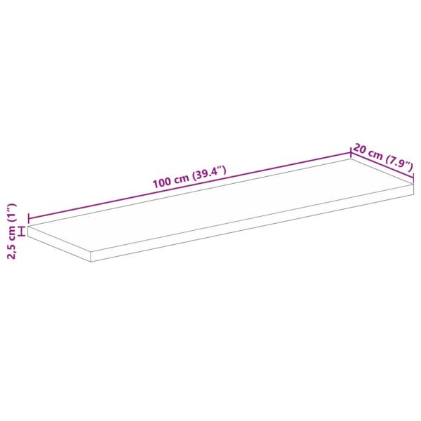 Tischplatte 100x20x2,5 cm Rechteckig Massivholz Mango