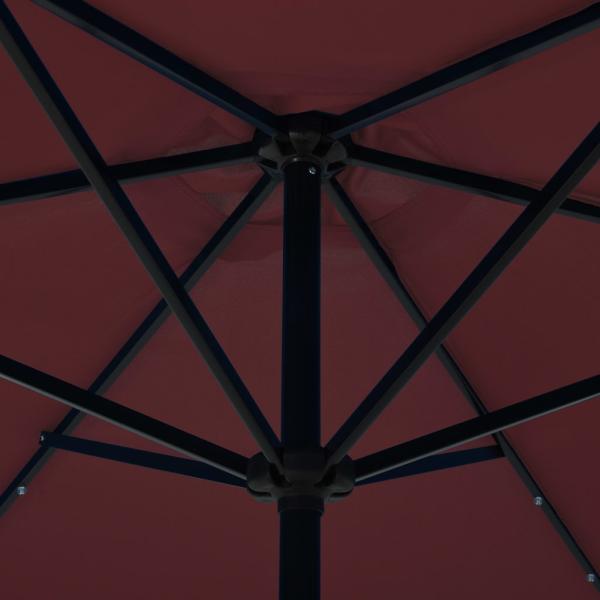 Sonnenschirm mit LED-Beleuchtung Stahl-Mast 300 cm Bordeauxrot