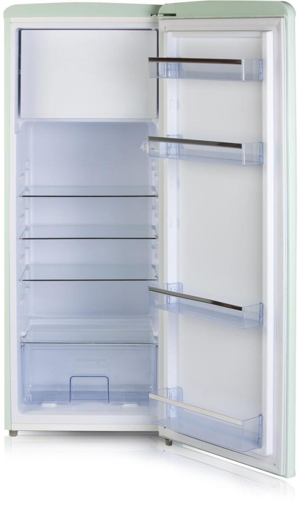 DOMO DO91701R Stand Retro Kühl-Gefrierkombination, 54 cm breit, 218 L, mintgrün