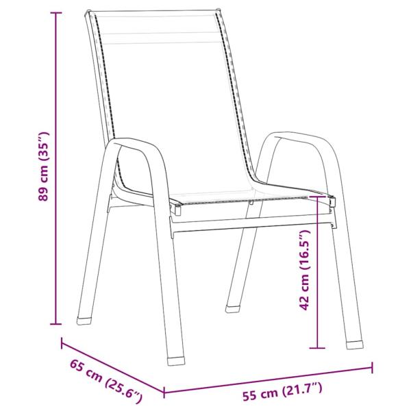3-teilige Garten-Dining-Set Schwarz Textilene und Stahl