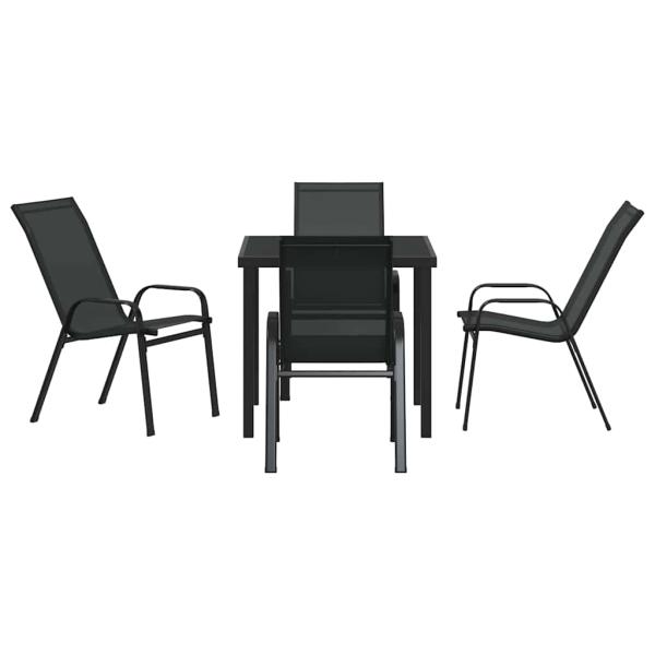 5-teiliges Garten Esstisch Set Schwarz Textilene und Stahl